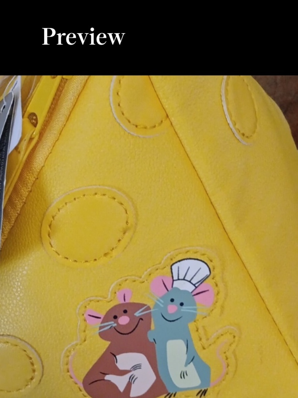 Disney Parks Remy Ratatouille Yellow Zipper Wristlet with Blue Check Lining NWOT - Picture 9 of 9